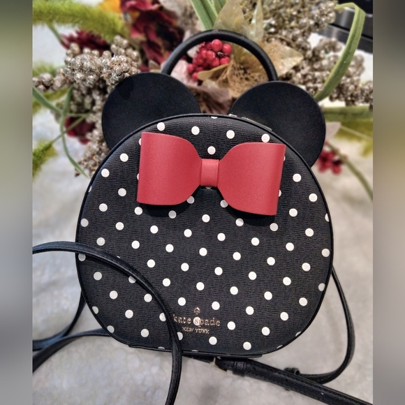 Kate Spade X Disney Polka Dot Minnie Mouse Crossbody Bag Red Black White - Picture 2 of 6